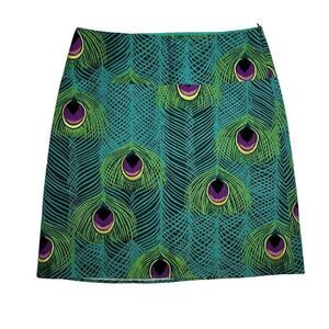 Sevier Skirts Custom Designed  Peacock A-Line Skirt Size 27” Waist Fully Lined